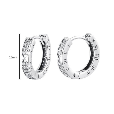 1 Pair Roman Numeral Copper Zircon Hoop Earrings