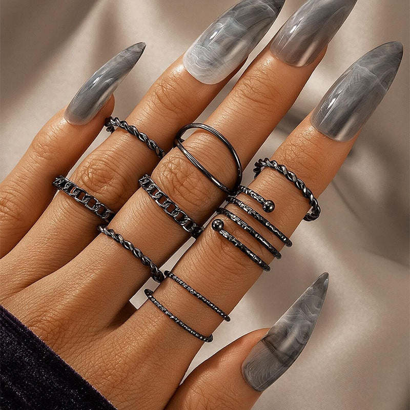 New Fashion Creative Retro Cross Pattern Knuckle Ring Set - 8 Pieces