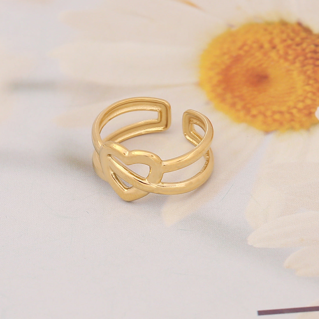 Geometric Snake Design Stainless Steel Open Ring for Women