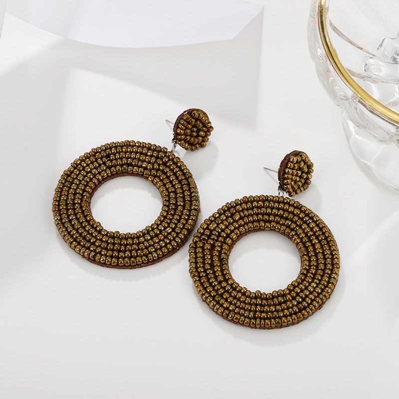 Ethnic Geometric Hollow Miyuki Beaded Handmade Earrings