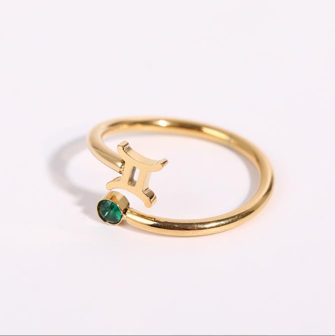 Simple Constellation Symbol Gold Plated Zircon Open Ring Set