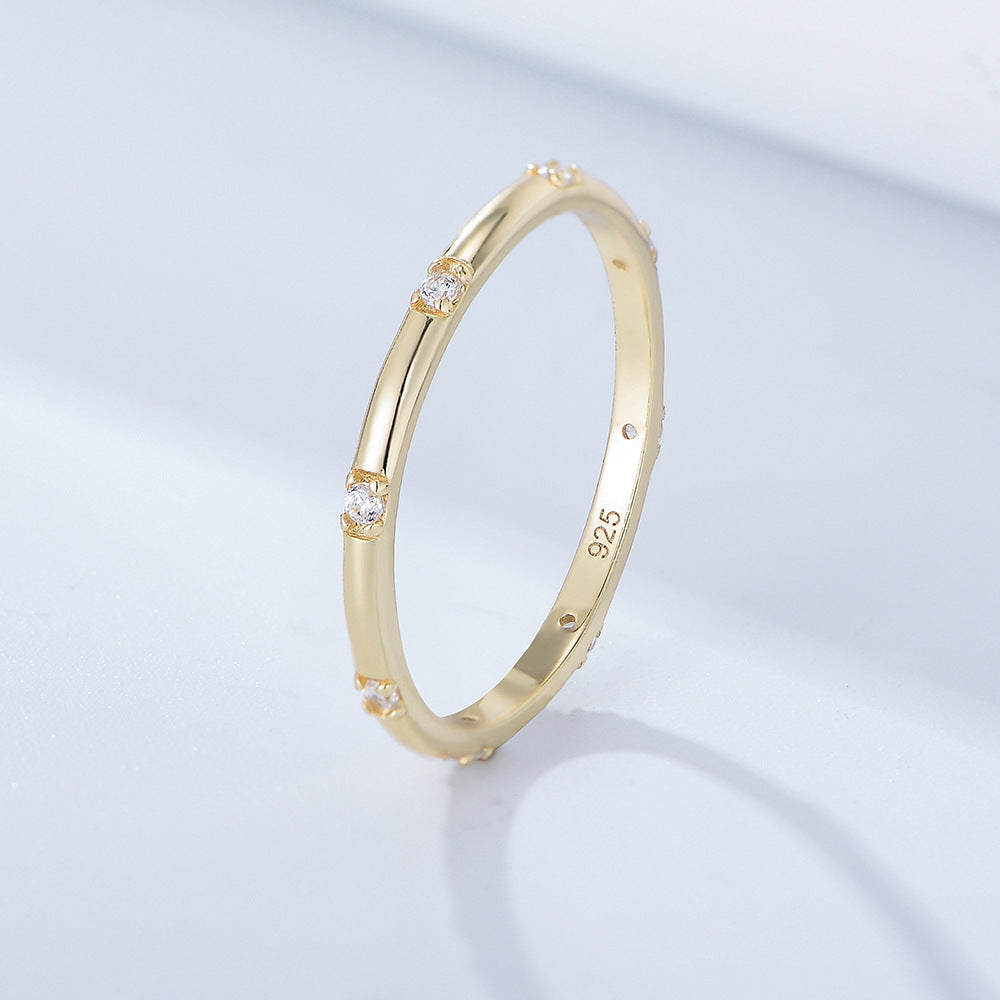 Fashion Geometric Sterling Silver Zircon Inlay Ring for Women