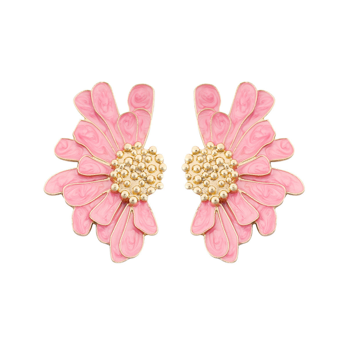 1 Pair Vintage Enamel Flower Petal Stud Earrings for Women