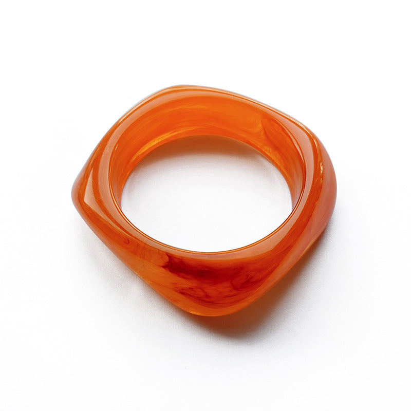 Acrylic Marble Pattern Wide Square Bangle Bracelet for Women