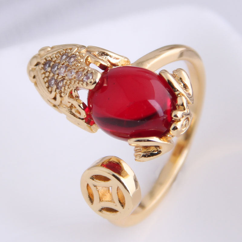 Korean Style Zircon Butterfly Adjustable Ring