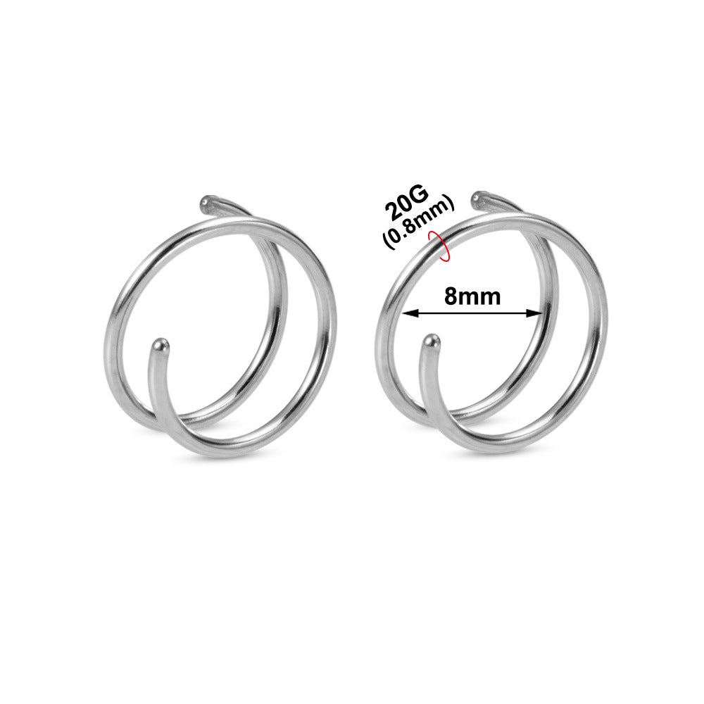 Simple Style Stainless Steel Double Layer Spiral Nose Ring