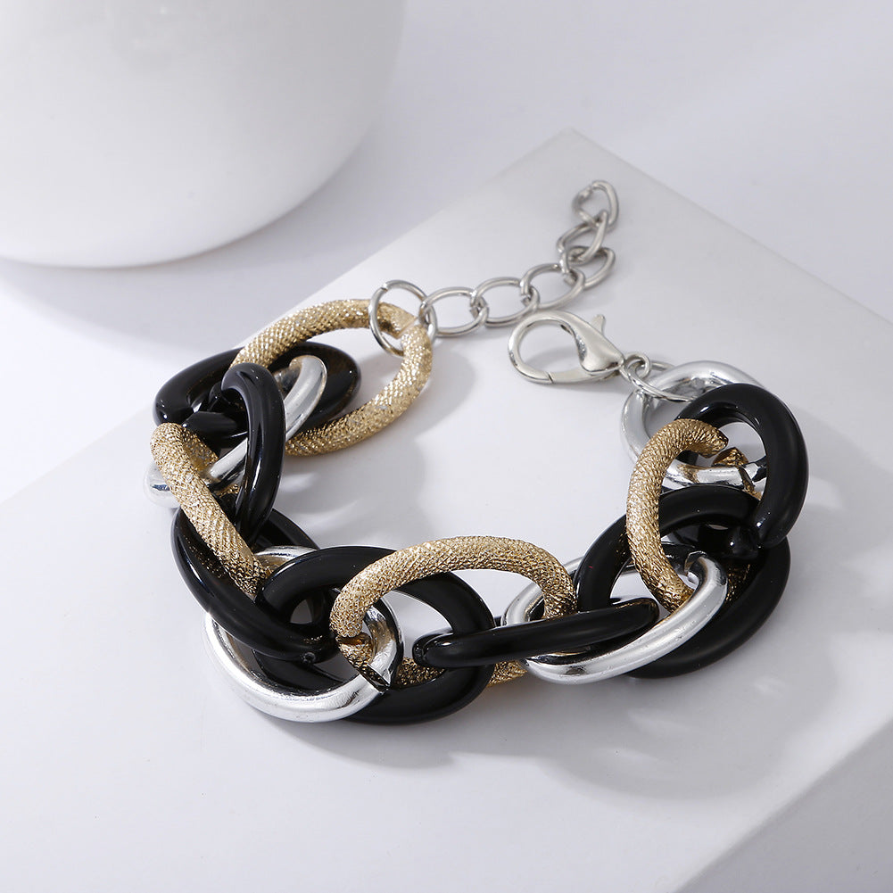 Geometric Multi-layer Metal and Acrylic Leopard Print Bracelet