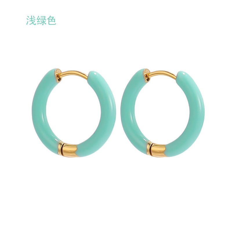 1 Pair Minimalist 12mm Colorful Stainless Steel Hoop Earrings