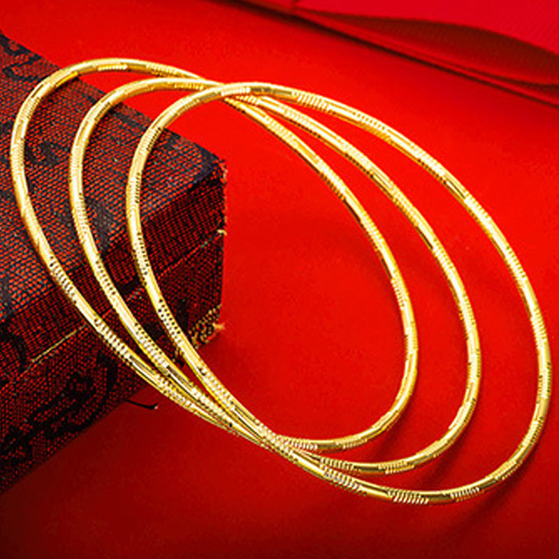 Simple Geometric Gold Plated Copper Bangle Bracelet