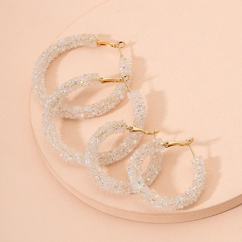 Geometric Circle Diamond Stud Earrings in Pastel Colors