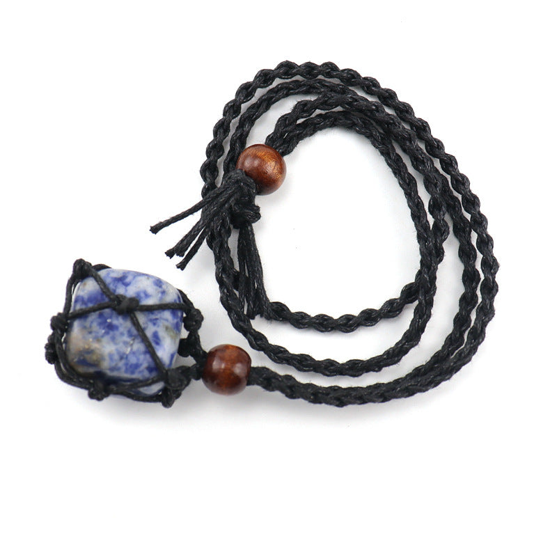 Ethnic Geometric Crystal Natural Stone Adjustable Pendant Necklace