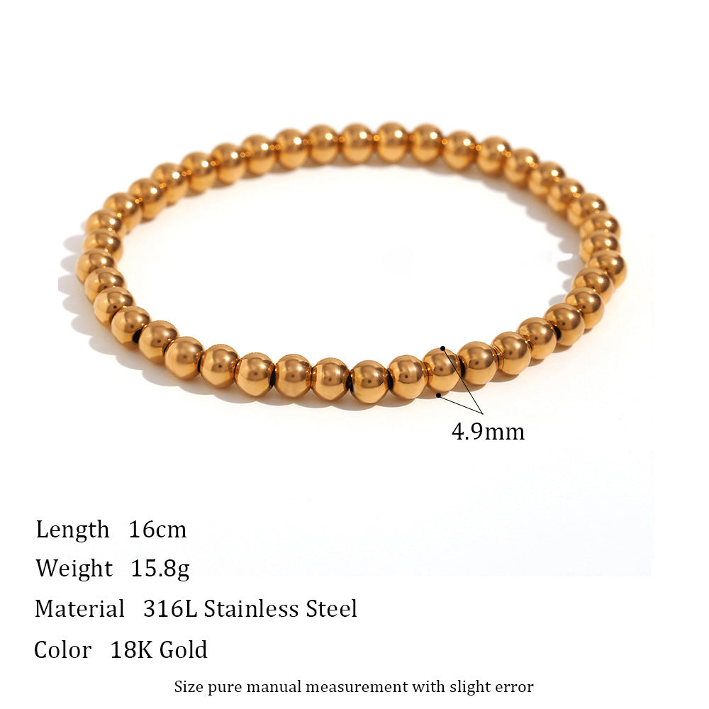 Fashion Minimalist 18k Gold Plated Stainless Steel Beaded Bracelet