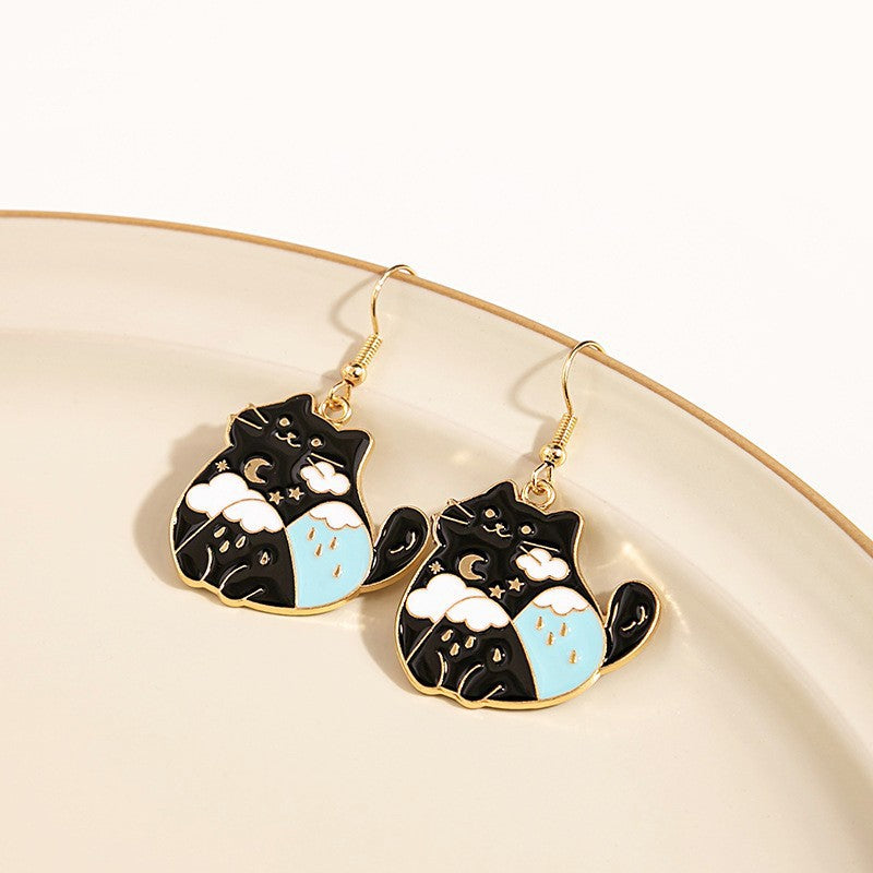 1 Pair Cute Cartoon Cat Alloy Plated Women's Earrings