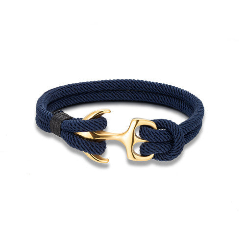 Geometric Anchor Titanium Steel Gold Plated Couples Bracelet