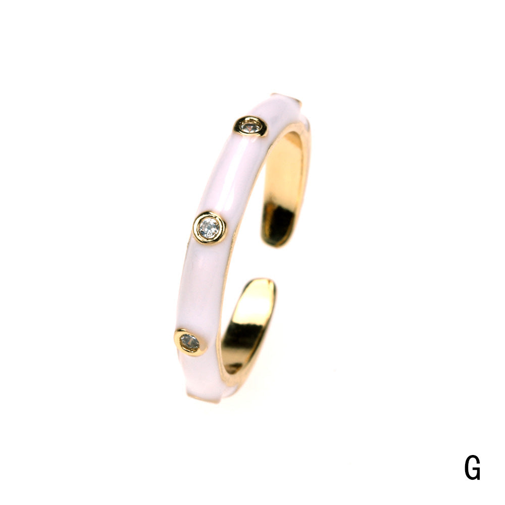 Fashion Geometric Copper Zircon Open Ring for Women