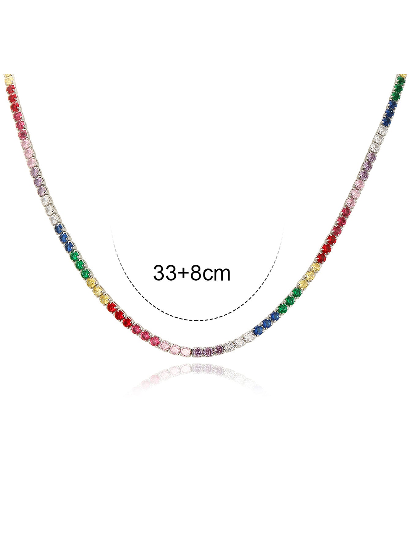 Fashion Multicolor Zircon Geometric Copper Necklace