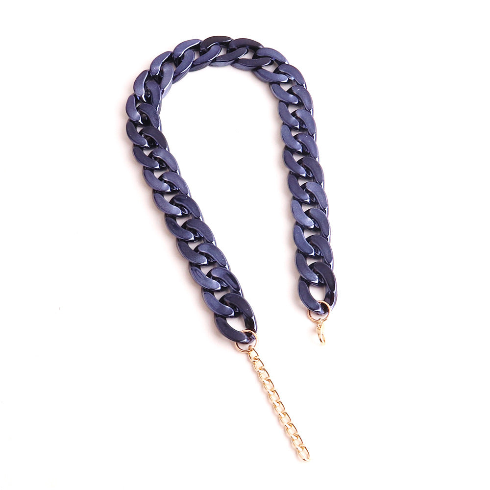Simple Acrylic Chain Necklace for Women - Colorful Electroplated Design
