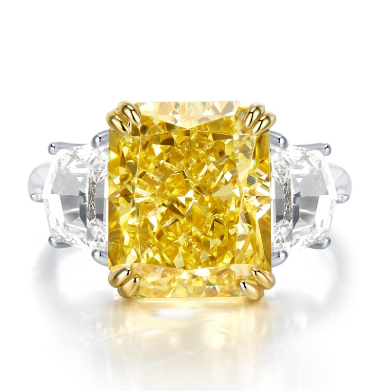 Classic Square Sterling Silver High Carbon Diamond Ring