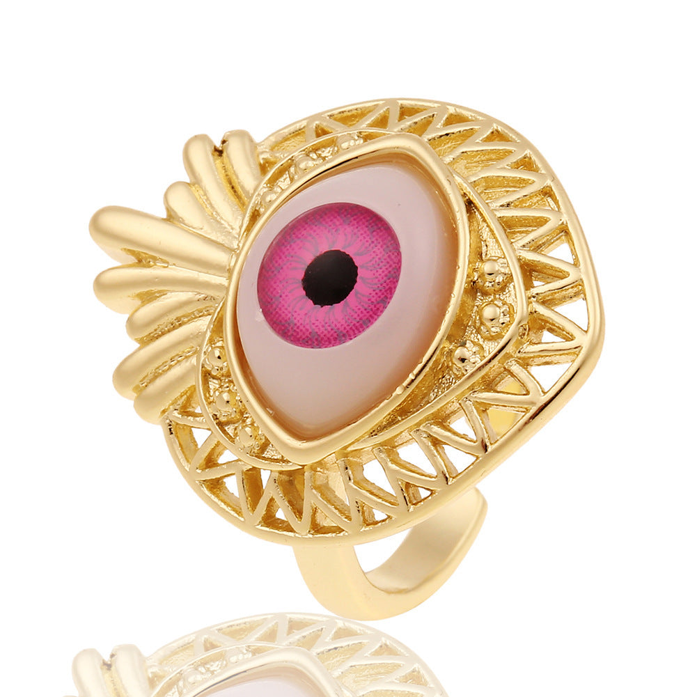 Fashion Copper Plated Gold Evil Eye Women's Minimalist Tail Ring