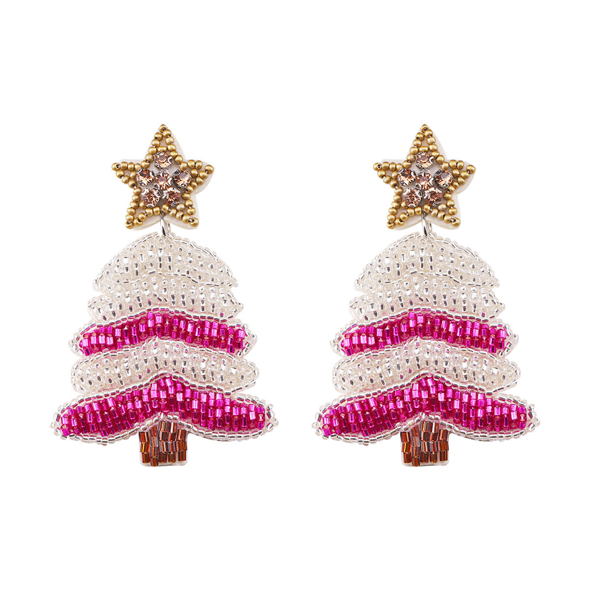 Simple Style Christmas Tree Rhinestone Silver Plated Drop Earrings