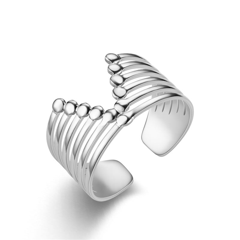 Fashion Vintage Heart Snake Titanium Steel Open Ring for Couples