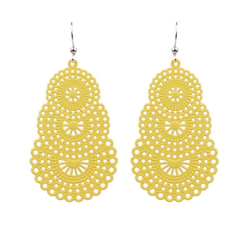 Bohemian Gourd Geometric Hollow Out Colorful Drop Earrings for Women