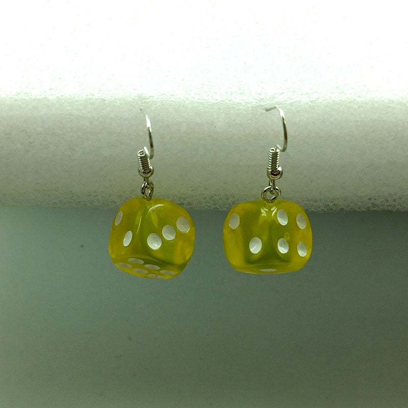 Fashion Resin Dice Drop Earrings for Women - Colorful Transparent Design