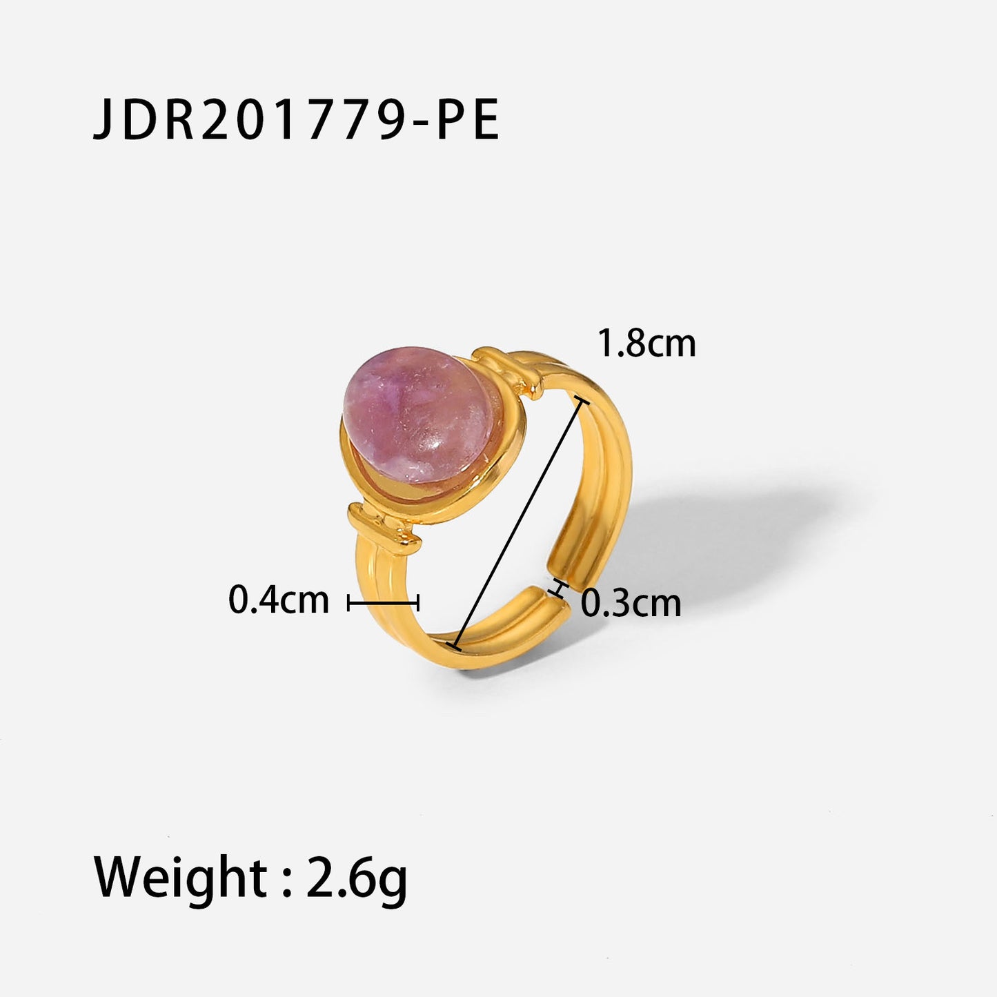 Vintage Geometric Stainless Steel Gemstone Adjustable Ring