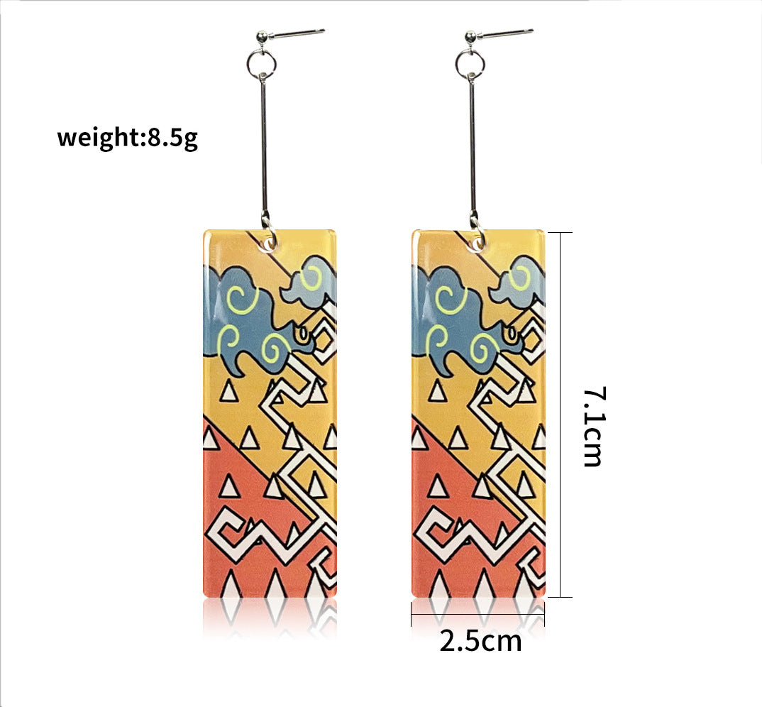 1 Pair Acrylic Rectangle Drop Earrings Inspired by Anime Characters