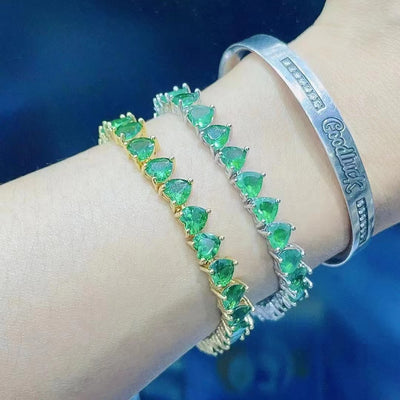 Fashion Heart Shape Zircon Women's Bangle with Green Zircon Accents