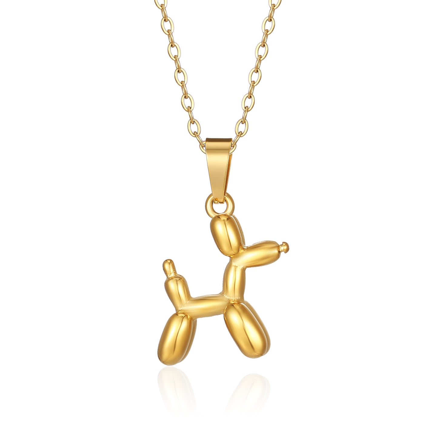 Vintage Dog Pendant Necklace - 18K Gold Plated Stainless Steel Chain