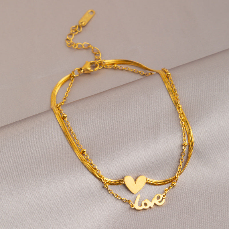 Simple Heart & Butterfly Resin Titanium Steel Anklet - 18k Gold Plated Trendy Women's Jewelry 2024