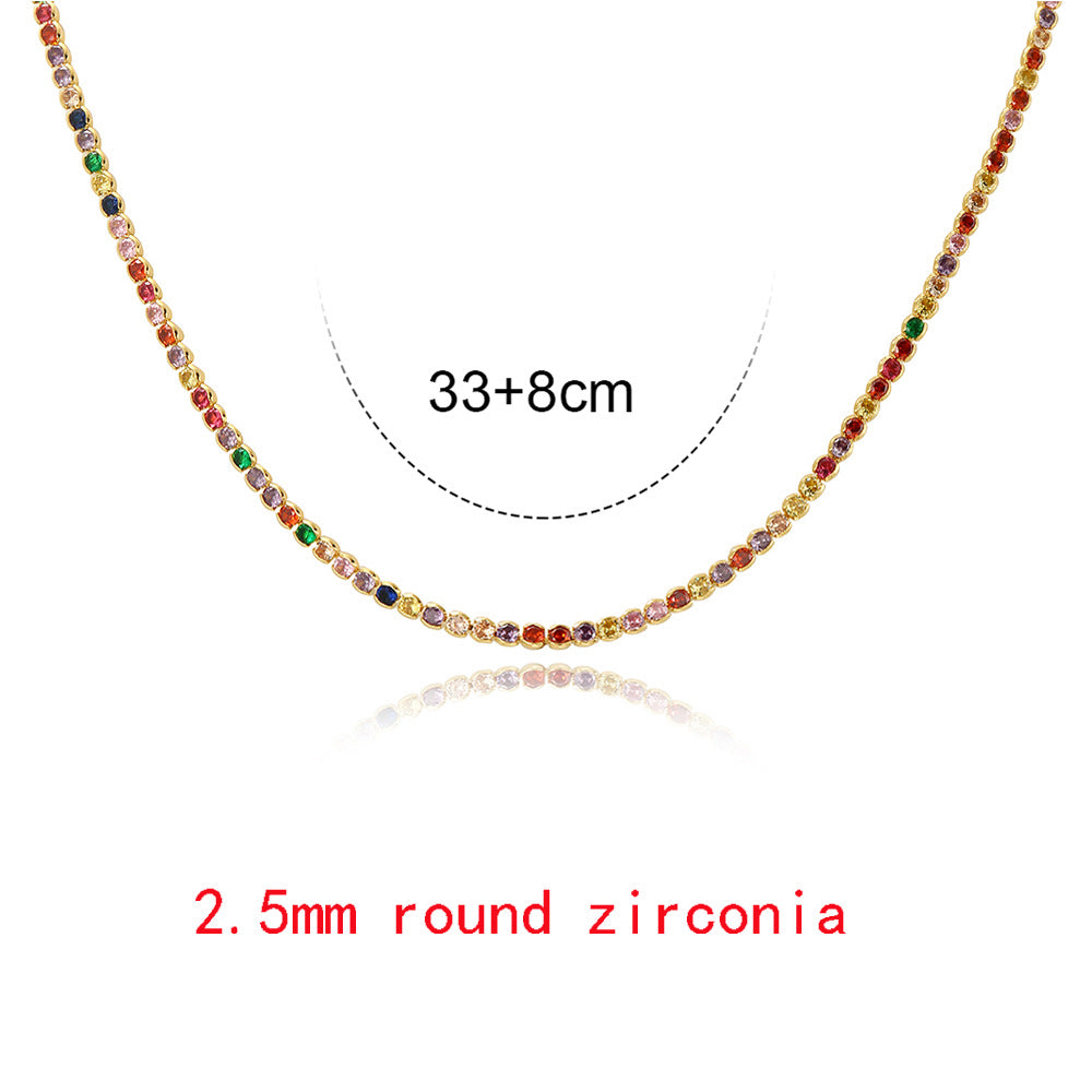 Fashion Multicolor Zircon Geometric Copper Necklace