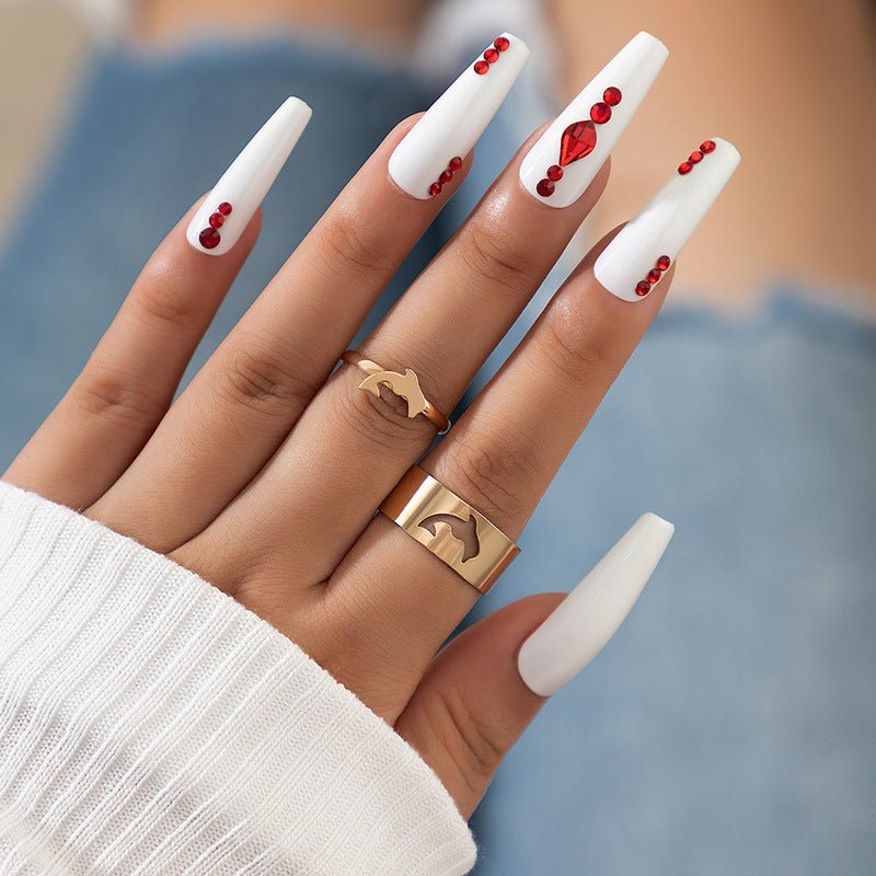 Simple Heart & Butterfly Adjustable Ring Set - Creative Hollow Punk Style Couple Rings