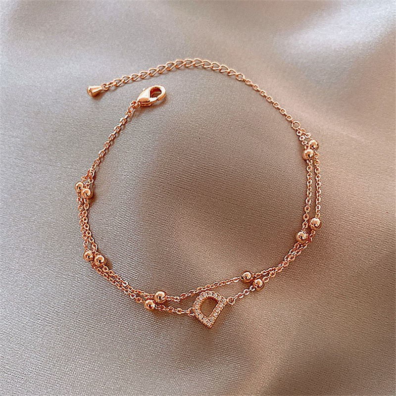 Creative Hip-hop Heart Pearl Cross Gold Coin Portrait Pendant Bracelet for Women