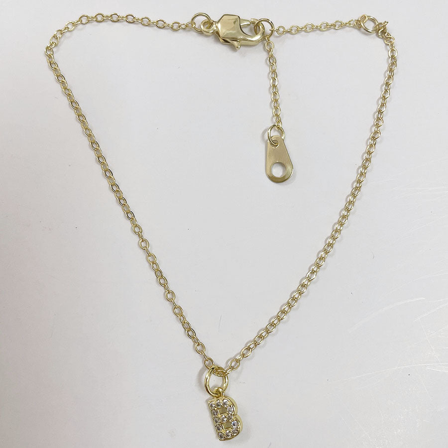 Elegant Initial Zircon Inlay 14k Gold Plated Copper Bracelets for Women