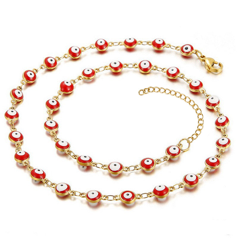 Evil Eye Multicolor Stainless Steel Beaded Bracelet for Women