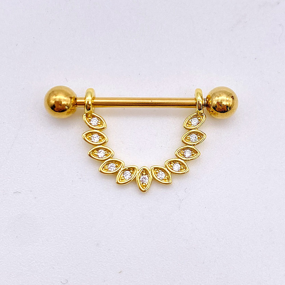 Fashion Leaf Star Wings Stainless Steel Zircon Inlaid Nipple Ring