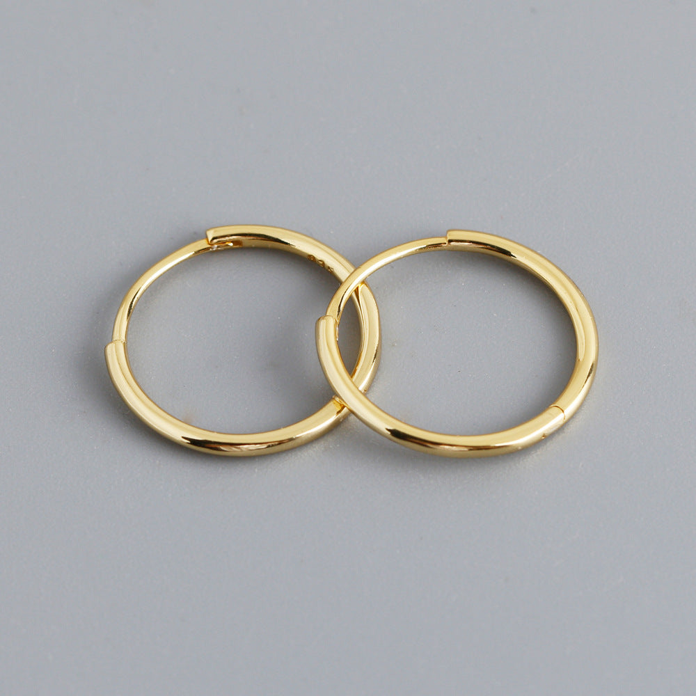 Simple Style Sterling Silver Circle Hoop Earrings