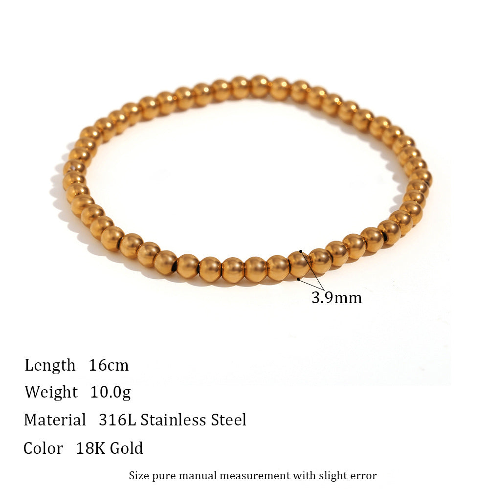 Fashion Minimalist 18k Gold Plated Stainless Steel Beaded Bracelet