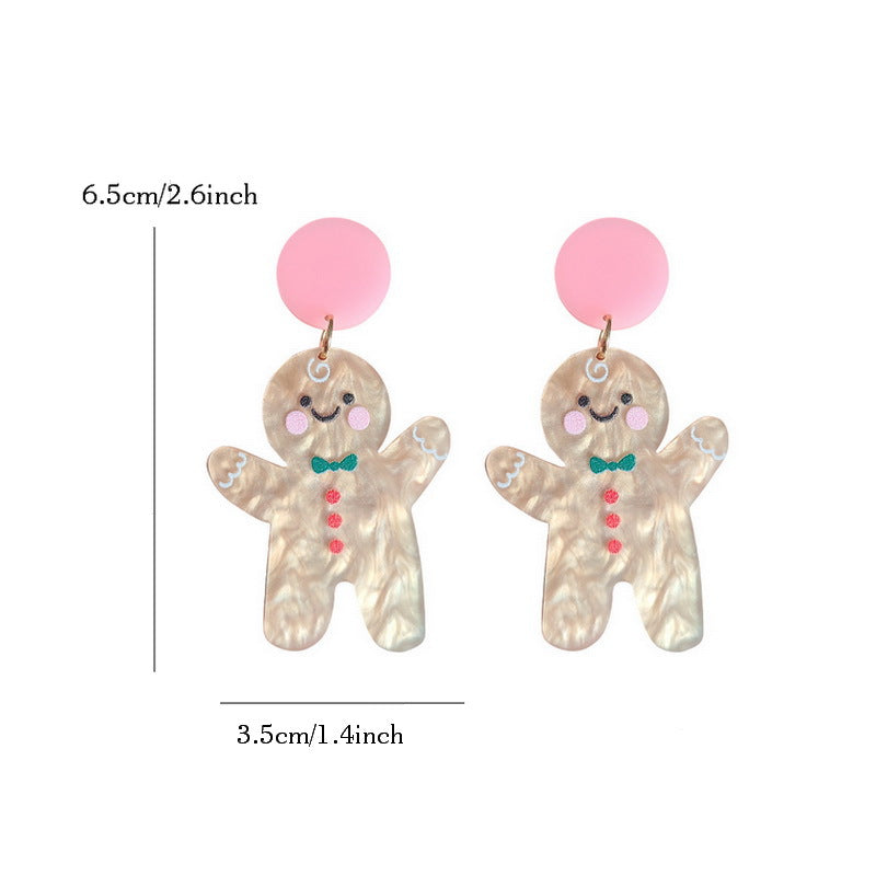 1 Pair Cute Dinosaur & Christmas Themed Acrylic Drop Earrings