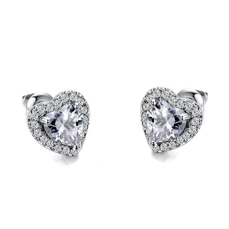 Sweet Heart Crystal Rhinestone Heart-Shaped Women's Earrings