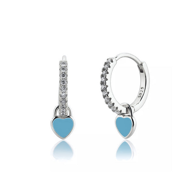 1 Pair Elegant Heart Shape Sterling Silver Zircon Earrings