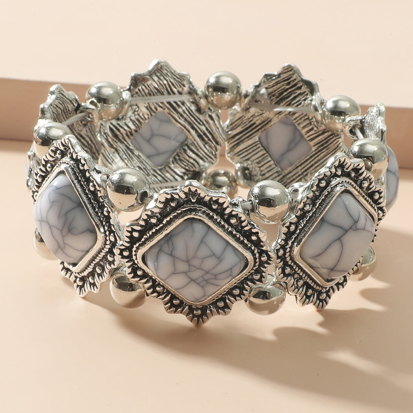 Simple Geometric Turquoise Resin Inlay Women's Bangle Bracelet