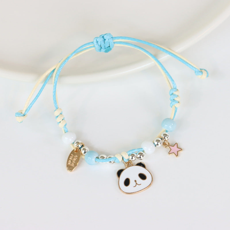 Fashion Animal Alloy Beaded Enamel Rabbit Bracelet for Women and Couples