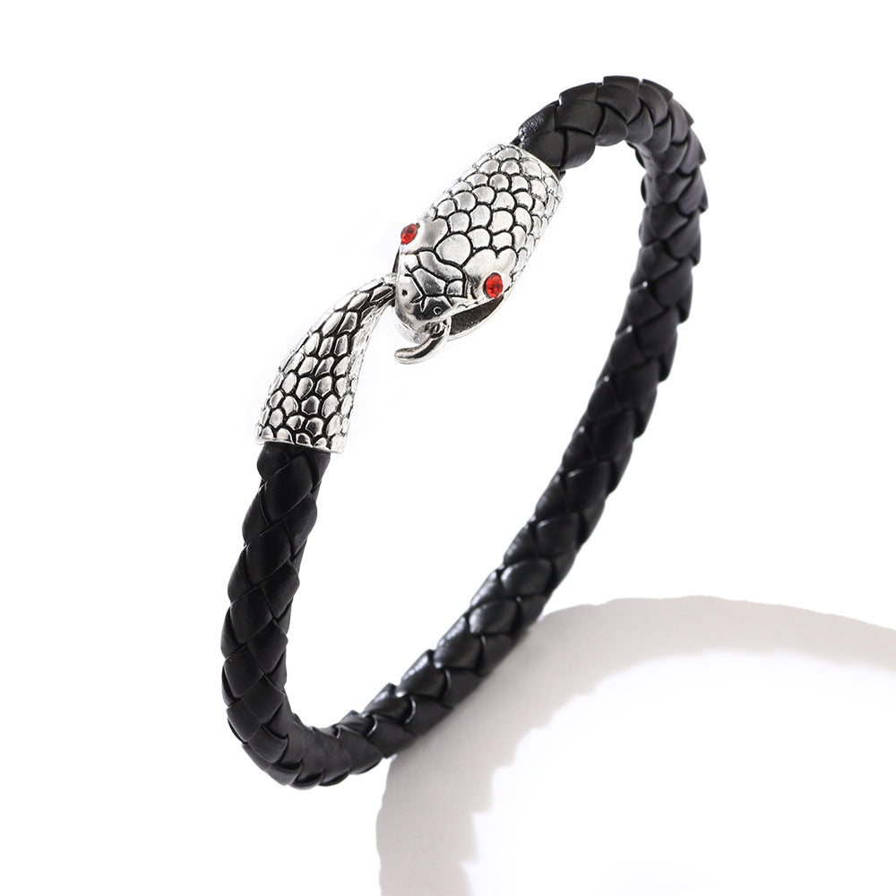 Men's Fashion Snake Head Leather Bracelet