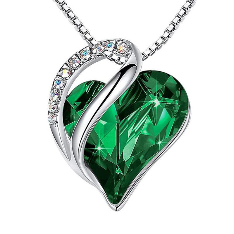Heart Shape Crystal Birthstone Pendant Necklace