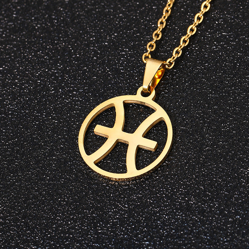 Simple Style Zodiac Stainless Steel Necklace