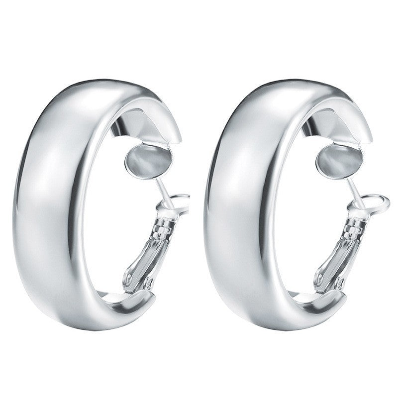 Fashion Creative C-Shaped Metal Earrings - Irregular Semi-Circle Design