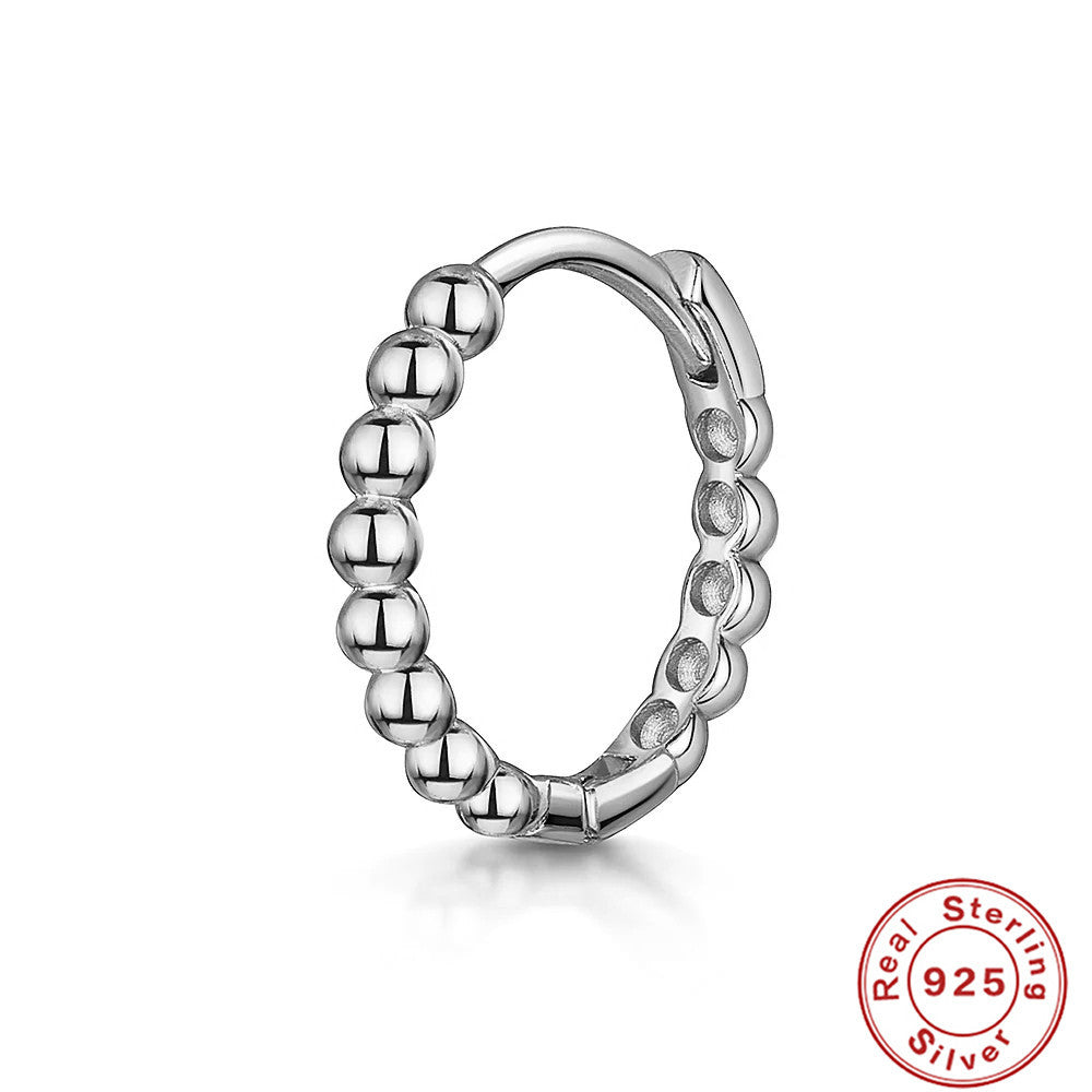 Retro Sterling Silver Zircon Inlay Hoop Earrings